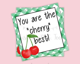 Instant Download Printable Cherry Tag, Summer Party Tag, Cherry Printable, Gift, Fruit Tag, Instant Download, Summer, Cherry Best
