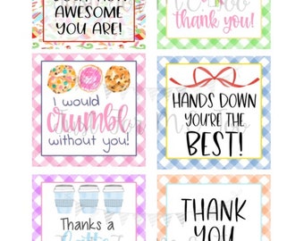 Appreciation Printable Tags, Instant Download, Teacher Tags, Square Gift Tags, End of School, Teacher Gifts, Small Gifts, Thank You Tag