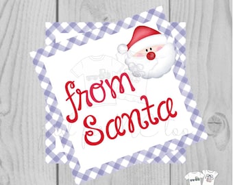 Santa Printable Tags, Instant Download, Christmas Tags, Square Gift Tags, From Santa, Santa Tag, Gift Tag, Christmas, Purple Gingham