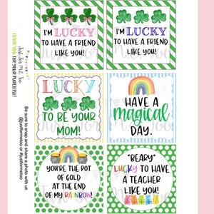 St. Patrick&#39;s Day Printable Tags, Instant Download, Friend Tag, Classroom, Shamrock, Treats, Clover, Lucky, Teacher, Lunch Box Tag