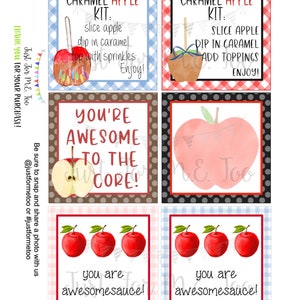 Caramel Apple Printable Tags, Caramel Apple Kit, Instant Download, Fall ...