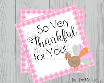 Fall Printable Tags, Instant Download, Fall Tags, Turkey Gift Tags, Birthday, Lunchbox Notes, Printables, Girls, Thankful for You