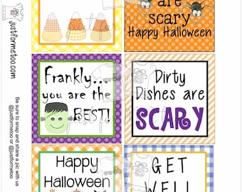 Halloween Printable Tags, Instant Download, Halloween Blank Tags, Square Gift Tags, Birthday, Lunchbox, Pumpkin, Printable, Favorite Tags