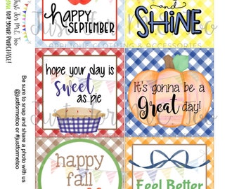 September Bundle Printable Tag Bundle, Digital Tags, Gift Tag, Happy Fall Tag, Apple Tags , Download, Pumpkin Tag, Lunchbox Note, Happy Note