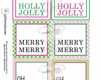 Christmas Printable Tags, Instant Download, Christmas Tags, Square Gift Tags, Merry Christmas, Holly Jolly Tag, Oh What Fun Tag