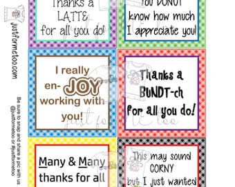 Appreciation Printable Tags, Instant Download, Employee Tags, Square Gift Tags, Thank you, Co-Worker, Employee Appreciation