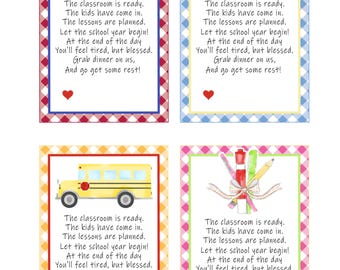 Back to School Teacher Gift Tag, 1st Day of School Dinner Tag, PTO Teacher Treat, Teacher Gift Card, Instant Download