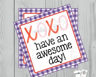 Valentine Printable Tags, Instant Download, Valentine's Day Tags, Square Gift Tags, Classroom Tag, XOXO, Have an Awesome Day