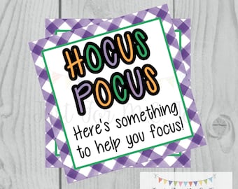 Halloween Printable Tags, Instant Download, Teacher Tags, Square Gift Tags, Hocus Pocus, Student Halloween Gifts, Small Gifts, Treats