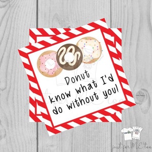 Valentine Printable Tags, Instant Download, Valentine&#39;s Day Tags, Square Gift Tags, Classroom Tag, Donut Tag, Donut