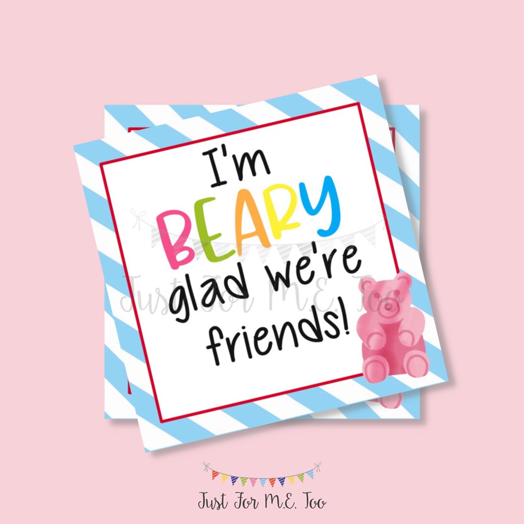 Valentine's Day Printable Cards, Instant Download, Gummy Bear Valentine ...
