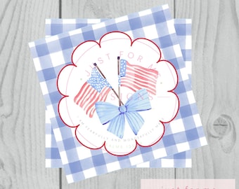 4th of July Gift Tag: American Flag Printable (Digital Download), USA