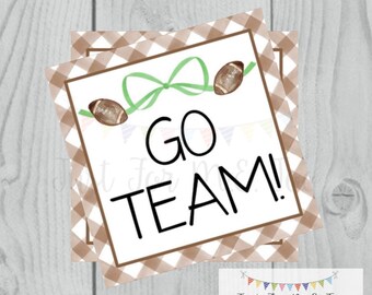 Football Printable Tags, Go Team, Instant Download, School Tags, Cheerleading Tags, Cheerleader, Football, Team Tag