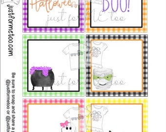 Halloween Printable Tags, Instant Download, Halloween Blank Tags, Square Gift Tags, Birthday, Lunchbox, Pumpkin, Printable, Halloween Bags