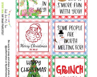 Christmas in July Printable Tags, Instant Download, Christmas Tags, Square Gift Tags, July Christmas, Christmas Tag, Christmas in July Tag