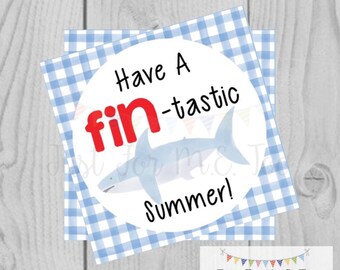 Instant Download Printable Sumer Tag, Summer Party Tag, Summer Printable, Pool Party, Summer Tag, Instant Download, End of School, Shark