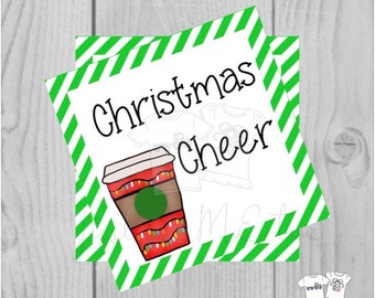 Christmas Printable Tags, Instant Download, Christmas Tags, Christmas Cheer, Merry Christmas, Gift card, Coffee, Hot Chocolate