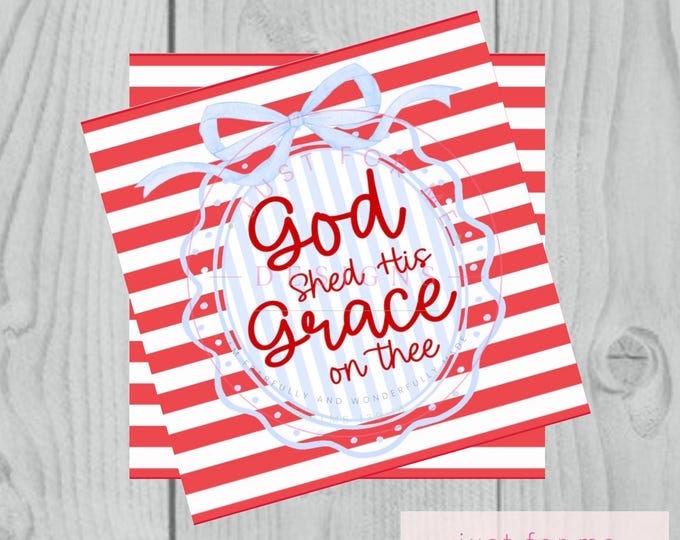 Featured listing image: God Shed His Grace on Thee Gift Tag, Patriotic Christian Favor Tag, 4th of July Gift Tag, Faith Based Party Tag