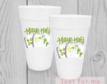Margs and Mahjong Party Cups | 16 oz Styrofoam Game Night Drinkware