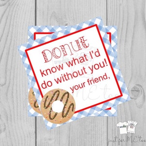 Valentine Printable Tags, Instant Download, Valentine&#39;s Day Tags, Square Gift Tags, Classroom Tag, Donut Tag, Donut