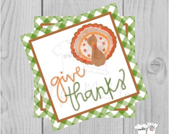 Thanksgiving Printable Tags, Instant Download, Give Thanks You, Turkey Tags, Printable, Thanksgiving, Orange Gingham