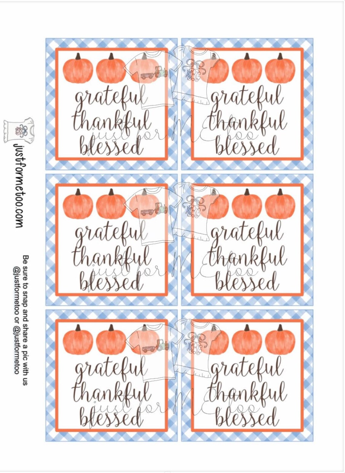 Thanksgiving Printable Tags Instant Download Grateful - Etsy