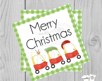 Merry Christmas Coupe Printable Tags, Instant Download, Colorful Christmas Coupe Trio, Square Tags, Merry Christmas, Lunchbox, Printable