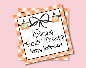 Halloween Printable Tags, Instant Download, Halloween Tag, Square Gift Tags, Halloween Bundt Cakes, Printable, Halloween, Happy Halloween