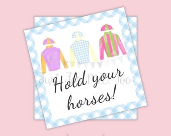 Derby Printable Tags, Instant Download, Derby Day, Printable, Jockey, Jockey Silks, Horse Race, Horse Party, Birthday, Hold your horses