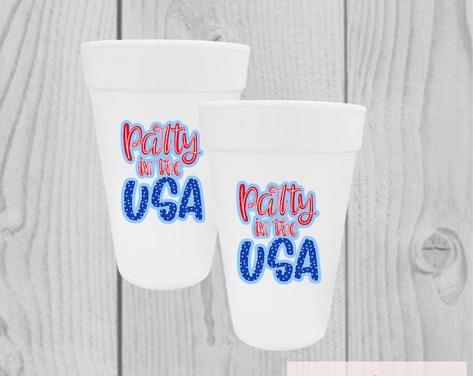 Featured listing image: Patriotic Party Cups | Red White Blue USA Drinkware (Set of 10)