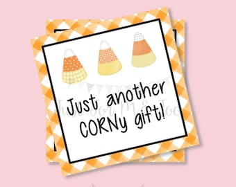 Halloween Printable Tags, Instant Download, Treats not Tricks Tags, Square Gift Tags, Candy Corn, Printables, Halloween Treats, Corny Treat