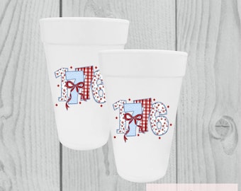 1776 Patriotic Styrofoam Cups | Red White Blue Party Drinkware (Set of 10)