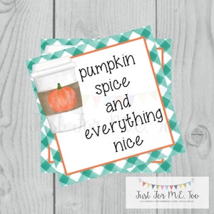 Kürbis Gewürz Latte Druckbare Tags, Instant Download, Herbst Tags, Kürbis Geschenkanhänger, Lunchbox, Kürbis, Druckbare Tags, Quadrat tag, Kürbis Gewürz