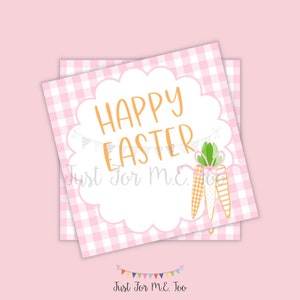 Etiquetas imprimibles de Pascua, Descarga instantánea, Etiquetas de Pascua, Etiquetas de regalo cuadradas, Etiqueta de maestro, Etiqueta de feliz Pascua, Golosinas, Escuela, Zanahoria, Pascua