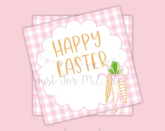 Easter Printable Tags, Instant Download, Easter Tags, Square Gift Tags, Teacher Tag, Happy Easter Tag, Treats, School, Carrot, Easter