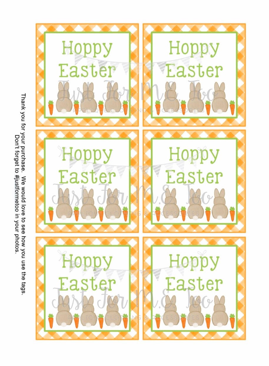 Easter Printable Tags, Instant Download, Bunny Tags, Square Gift Tags