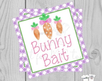 Easter Bunny Printable Tags, Easter Favor Tags, Bunny Bait, Happy Easter Tag, Printable Tags, Party Favors, Carrots, Purple, Pink