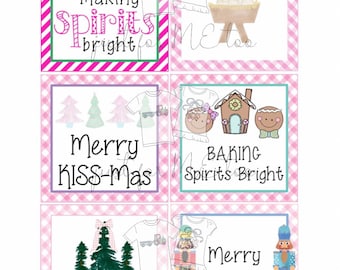 Christmas Bundle 2 Printable Christmas Tags, Instant Download, Christmas Gift Tag, Gifting Tags, Pink Christmas Tags