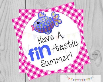 Instant Download Printable Sumer Tag, Summer Party Tag, Summer Printable, Pool Party, Summer Tag, Instant Download, End of School, Fish