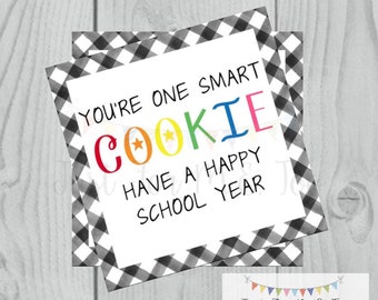 Back to School Printable Tags, Back to School, First Day of School Tags, School Tags, One Smart Cookie, Lunchbox Notes, Cookie