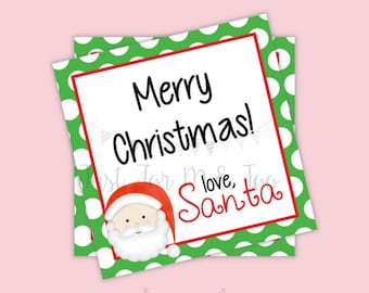 Santa Printable Tags, Instant Download, Christmas Tags, Square Gift Tags, From Santa, Santa Tag, Gift Tag, Christmas