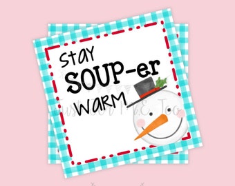 Winter Printable Tags, Instant Download, Winter Tags, Square Gift Tags, Snowman, Lunchbox, Get Well Tag, Gift, Treats, Stay Warm