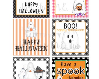 Halloween Printable Tags, Instant Download, Boo Tags, Square Gift Tags, Black Gingham, Lunchbox, BOO Tag, Printable, Happy Halloween, Bundle