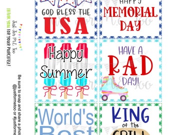 Printable Tags, Instant Download, Digital Download, Gift Tags, Summer Tags, Summer Treats, Memorial Day, Father's Day, 4th of July, Summer