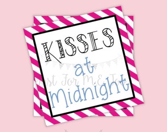 New Year's Eve Printable Tag, Instant Download, Gift Tag, 2022 Gift Tag, Gifting, New Years Gift, New Year Party, Colorful, Midnight Kisses