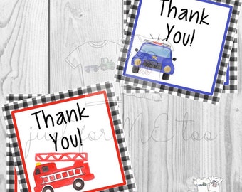 Instant Download Printable Thank You Tags, Police Tag, Fire Truck Tag, Thank You, Friend, Gift, Ta, Emergency Crew, Fireman, Policeman