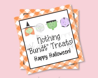 Halloween Printable Tags, Instant Download, Halloween Tag, Square Gift Tags, Halloween Bundt Cakes, Printable, Halloween, Happy Halloween