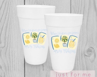 Mahjong Party Cups | Lemonade Game Night Styrofoam Cups (Set of 10)