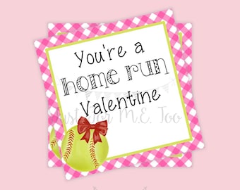 Valentine Printable Tags, Instant Download, Valentine's Day Tags, Classroom Tag, Ball Tag, Treats, Sports, Valentine, Softball tag, Baseball