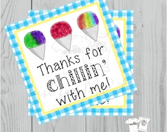 Instant Download Snow Cone Printable Tag, Instant Download, Printable, Square, Gift Tag, Thank You for Chillin' with me